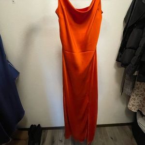 Express satin cowl maxi slip dress